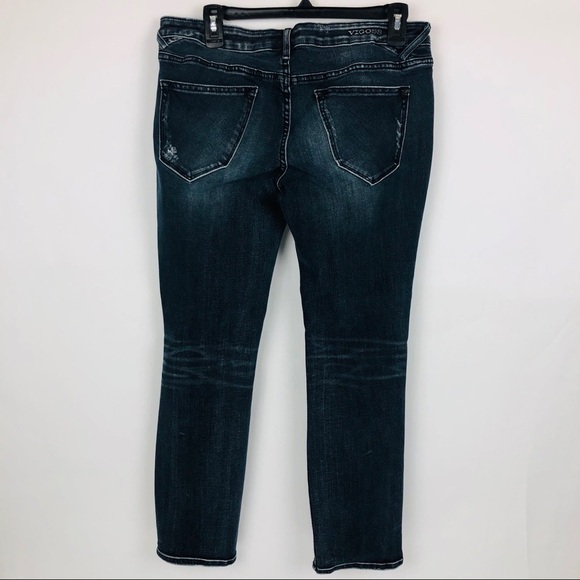 VIGOSS Women’s Blue Jeans Sz 7/8 Tomboy Distressed Ripped/Torn - Picture 2 of 8